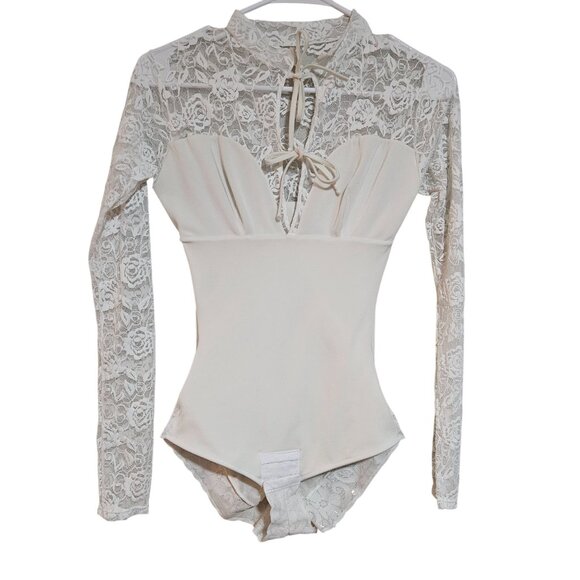 DK Clothing Lace Bodysuit XS Night Luxe Boudoircore Light Academia Layering - Picture 2 of 16